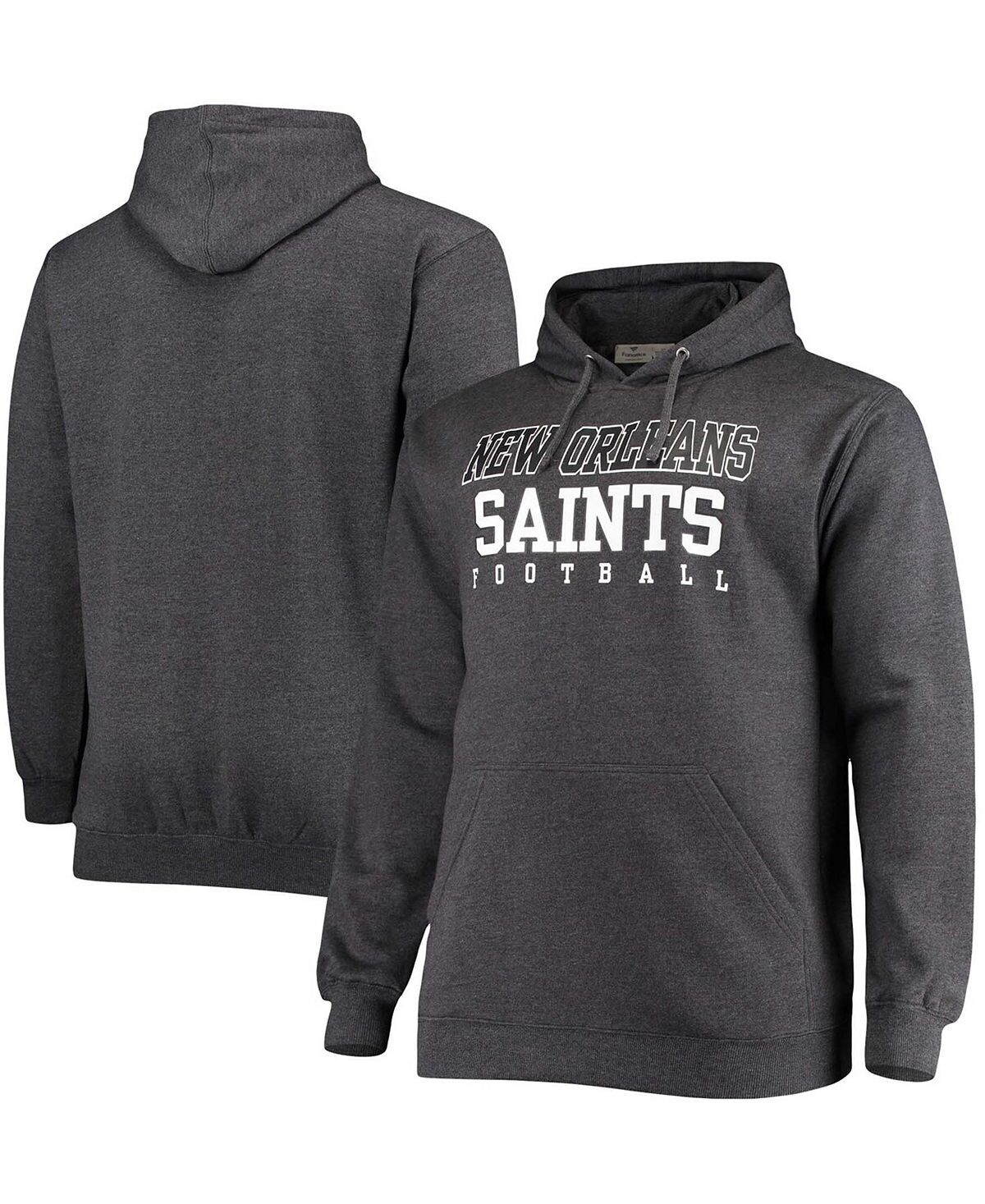 

Мужская толстовка с капюшоном new orleans saints practice из меланжевого древесного угля для больших и высоких размеров Fanatics, мульти