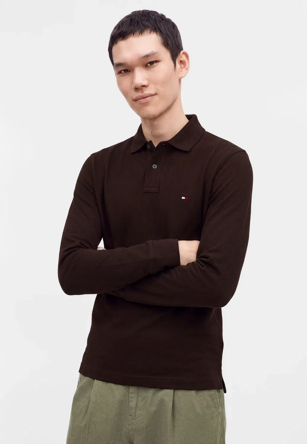 Поло с длинными рукавами, модель 1985 года Tommy Hilfiger, Chocolate — фото 4