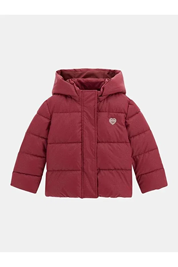 Детское пальто для девочек с капюшоном с принтом Guess, Red