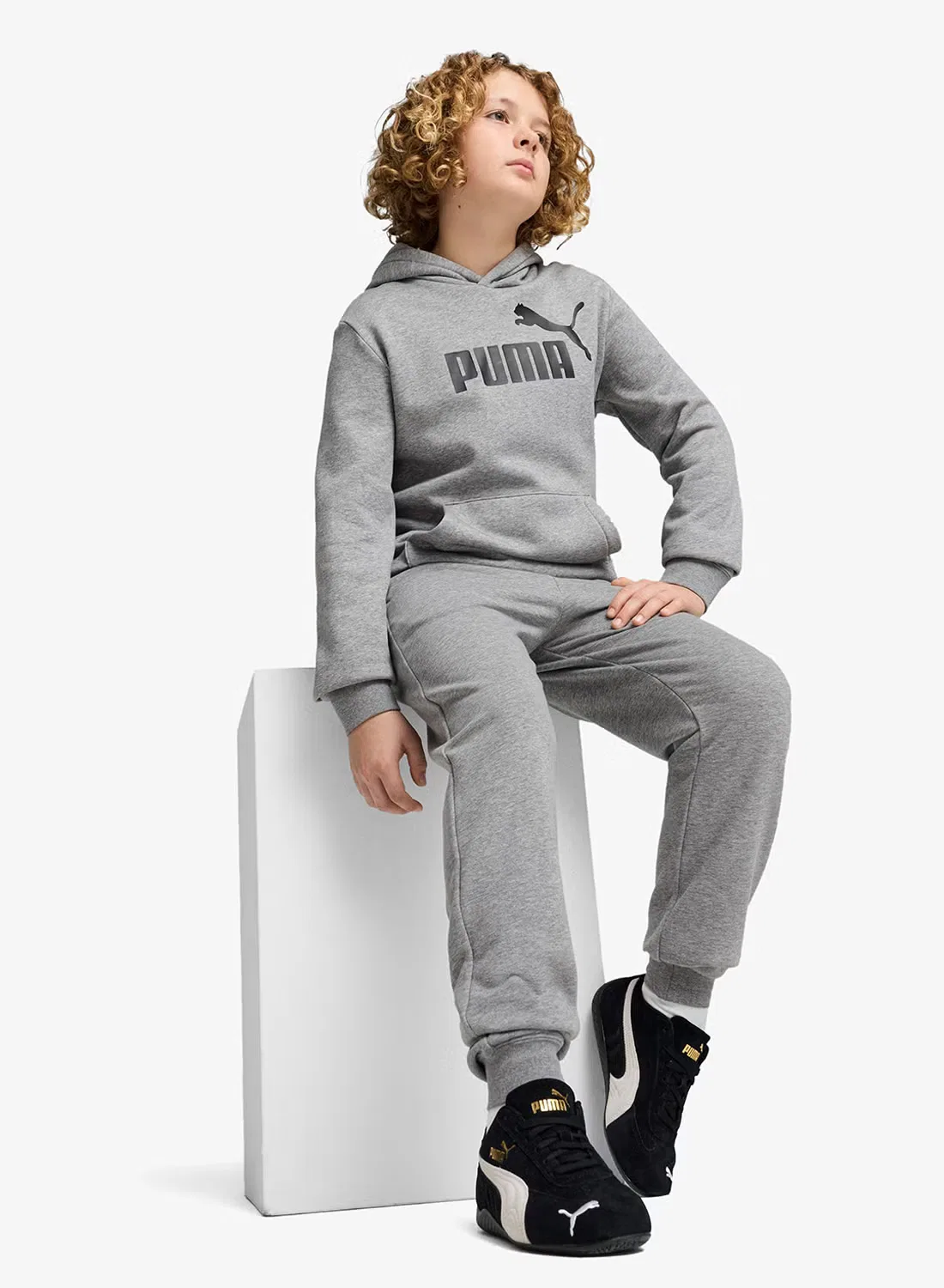 Штаны спортивные с логотипом Youth Essentials No. 1 Puma, серый — фото 3