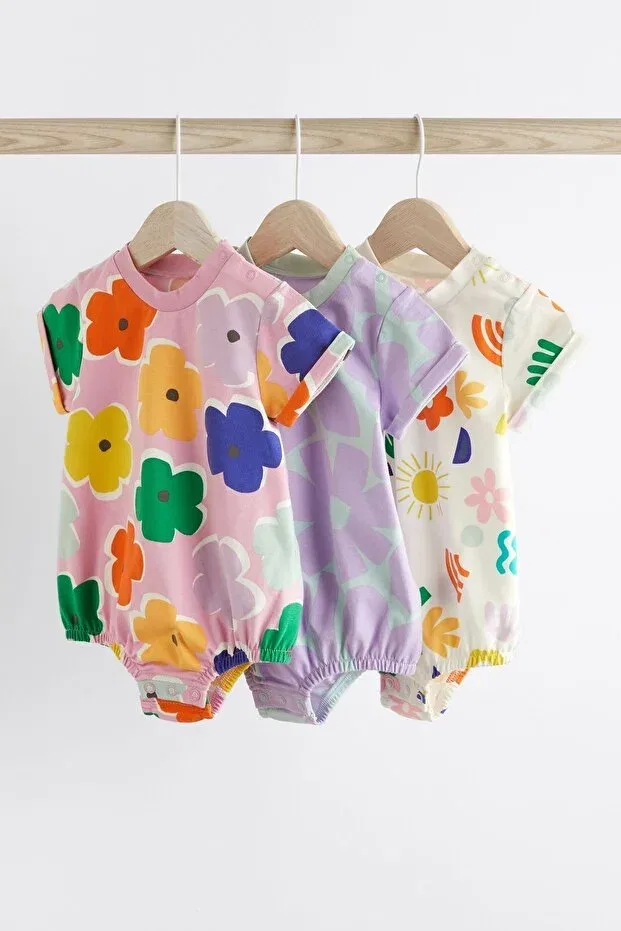 Детский комбинезон с принтом 3 Piece Glossy Print Romper Set Next Baby, Multicolor