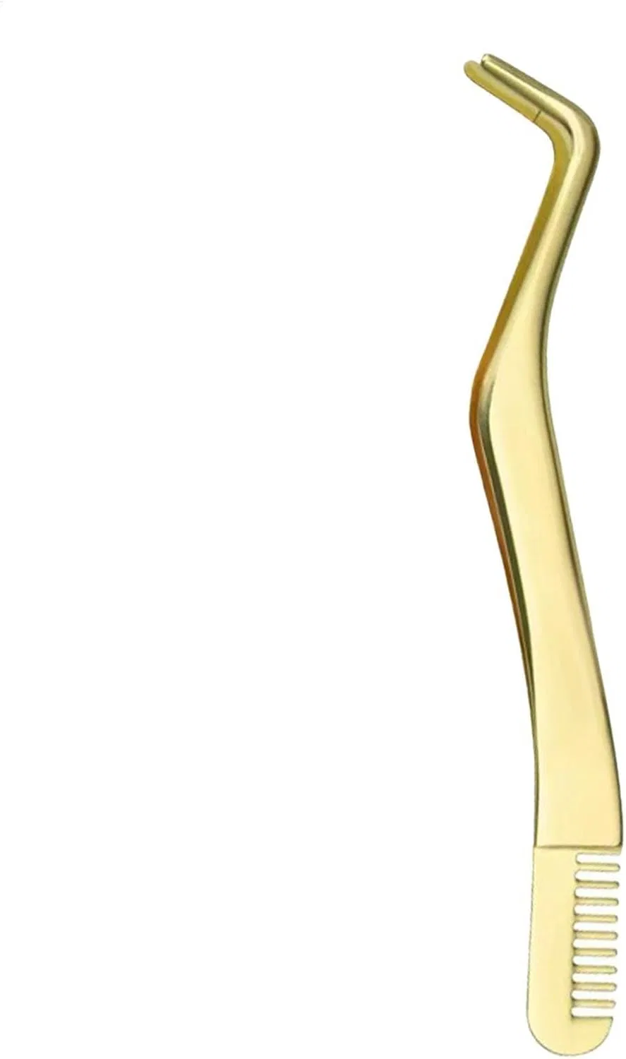 Пинцет для ресниц с расческой, Generisch, Золотой, 11г, 12см, Gold