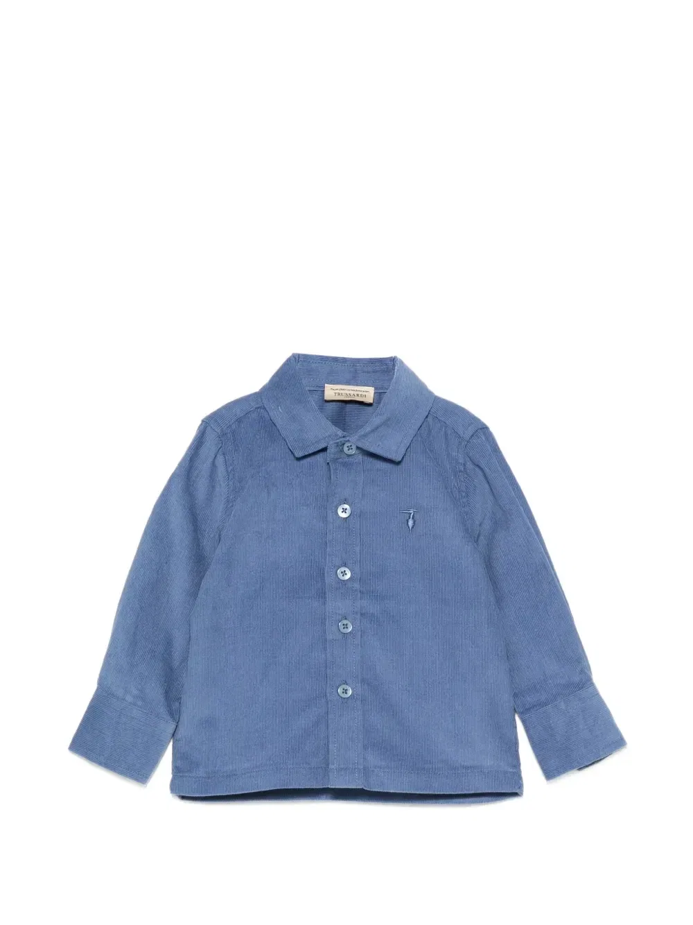 Рубашка с вышитым логотипом и эффектом вельвета Trussardi Junior, синий