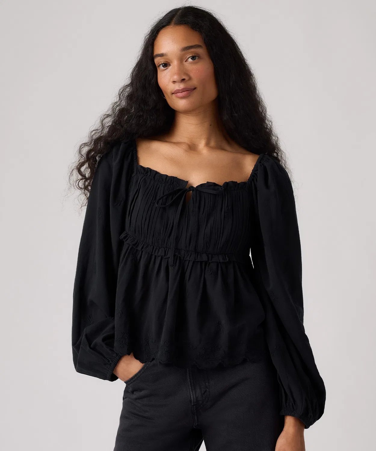 Женская блузка с длинным рукавомBOHO Levi's, Черный — фото 3