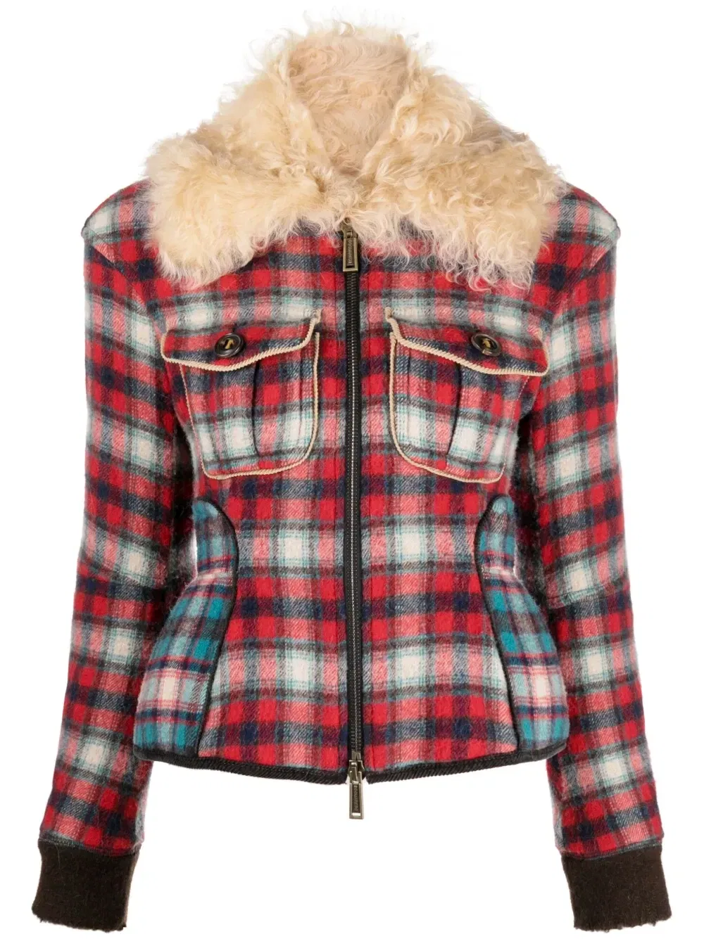 Фланелевая куртка с меховым ворником Dsquared2, красный