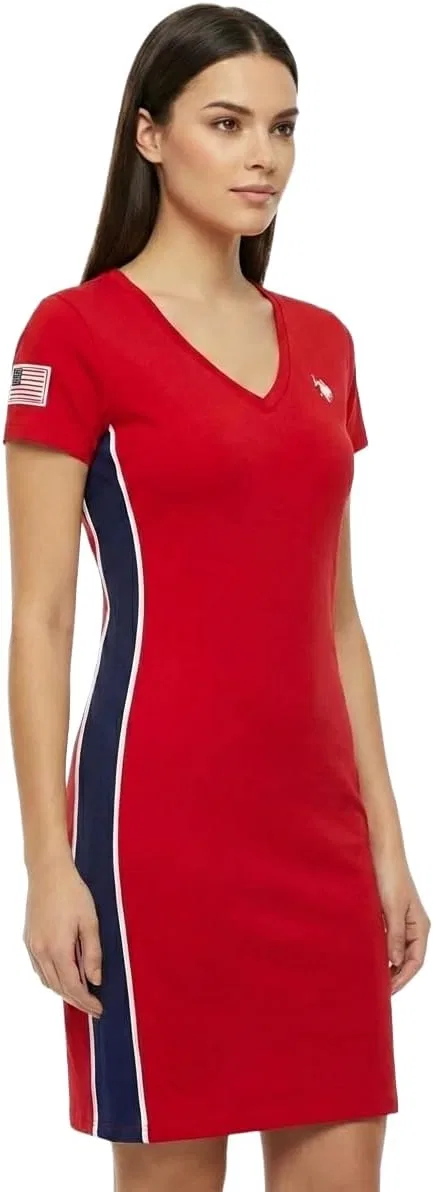 Женское платье-футболка с графическим принтом U.S. Polo Assn., Engine Red — фото 2
