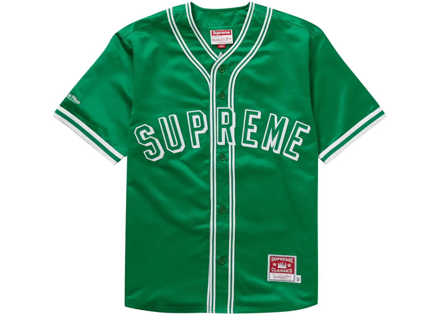 Мужская бейсбольная джерси из сатина с принтом Jersey Supreme, Зеленый
