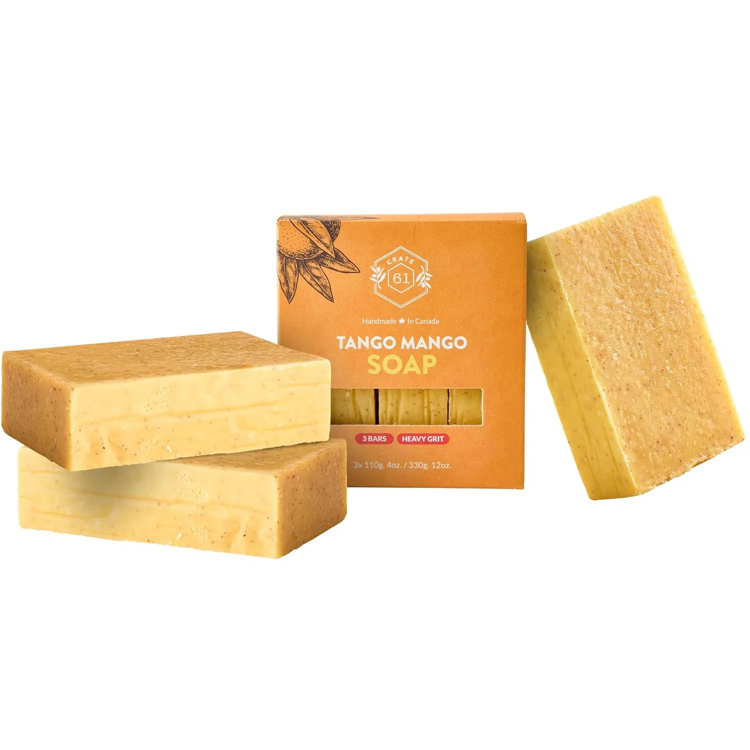 Мыло ручной работы Набор 3 шт, Crate 61 Organics, Tango Mango, 110 г