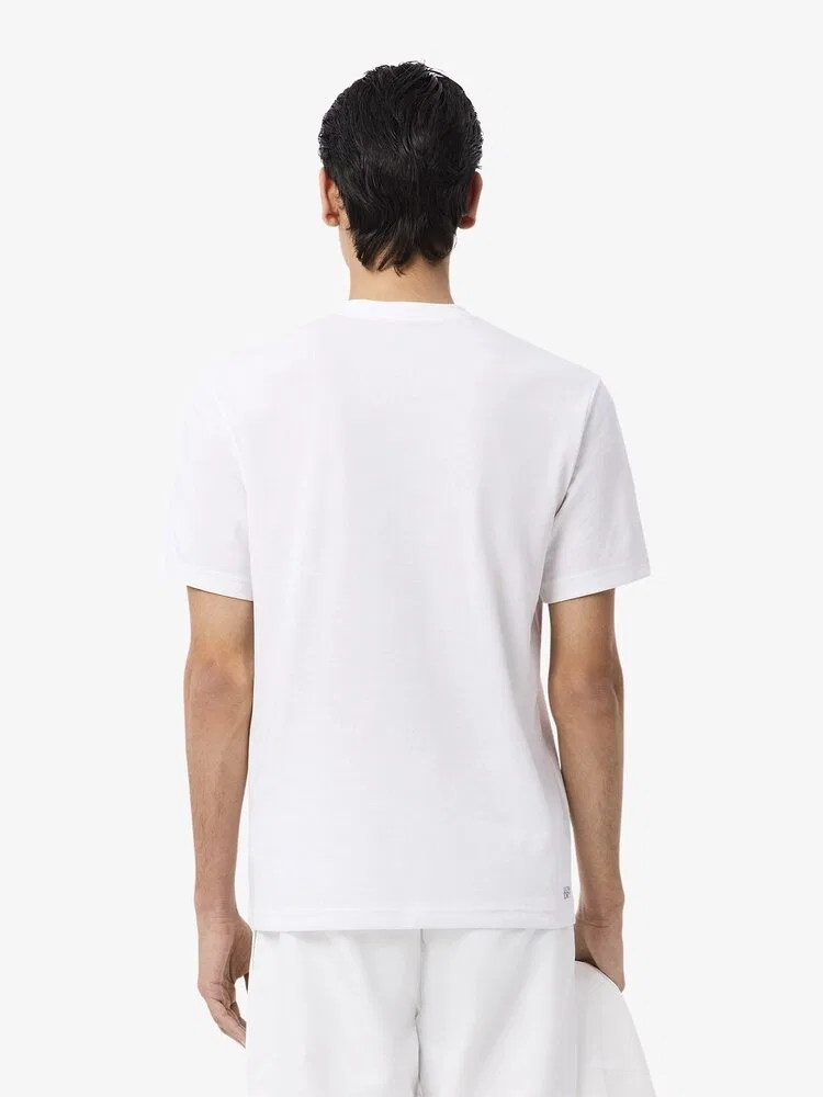 Футболка мужская Lacoste Basic Training, хлопковая, белый — фото 3