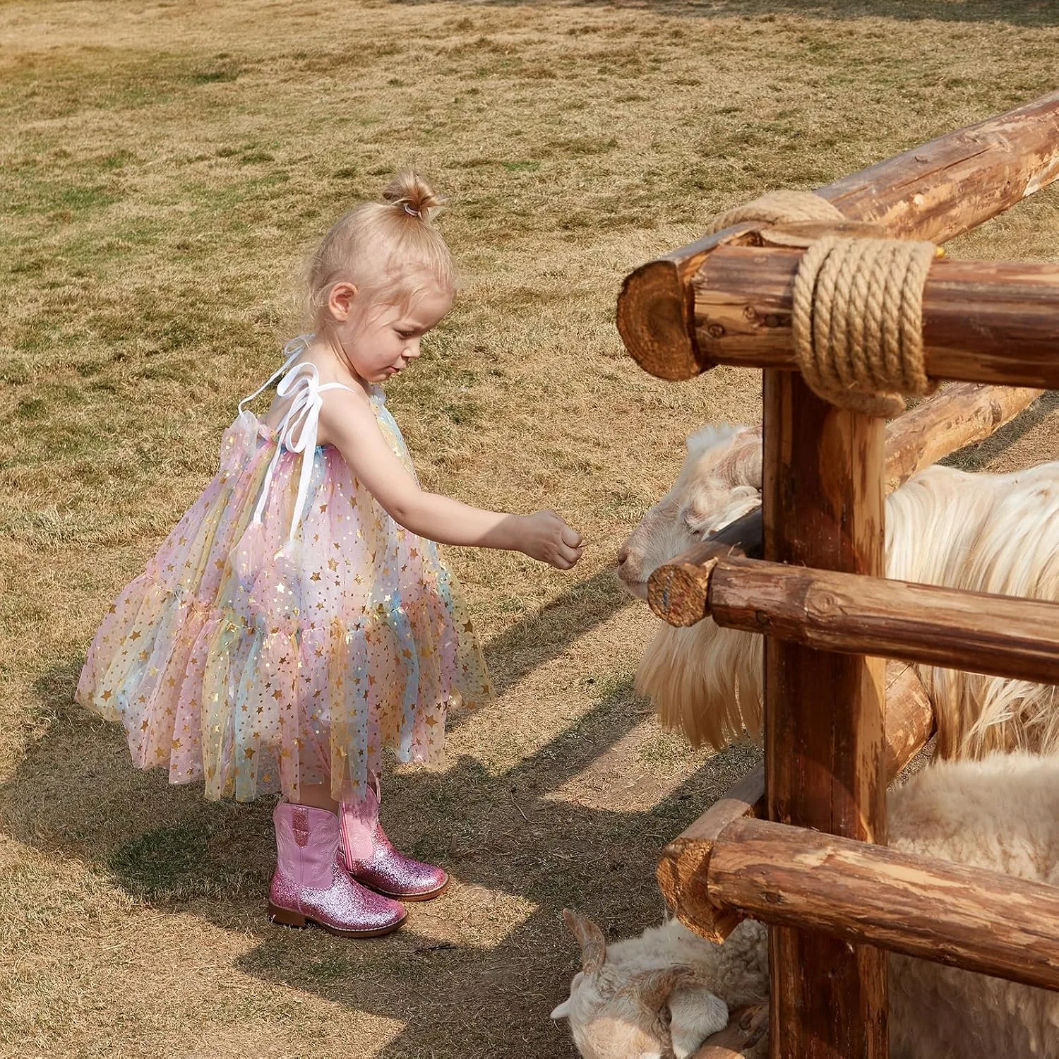 Детские сапоги для девочек с блестками Cowgirl Boots IUV KIDS, Soft Pink Glitter — фото 2