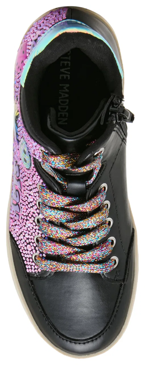 Детские кроссовки для девочек с принтом Jdelight Steve Madden, Black Multi — фото 4