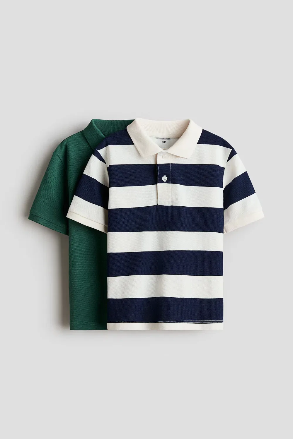 Комплект из двух хлопковых поло-рубашек пике H&M, Marineblau/Gestreift