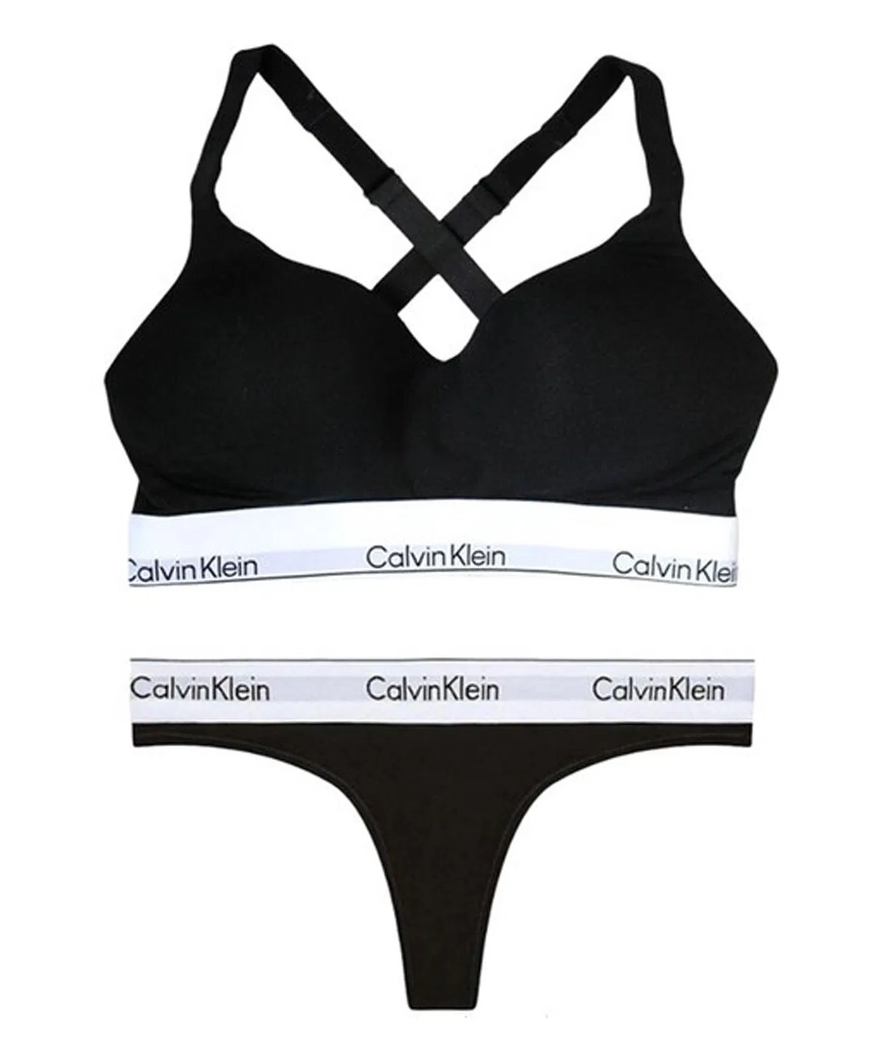 Женский комплект белья с T-образными трусами Calvin Klein, Черный