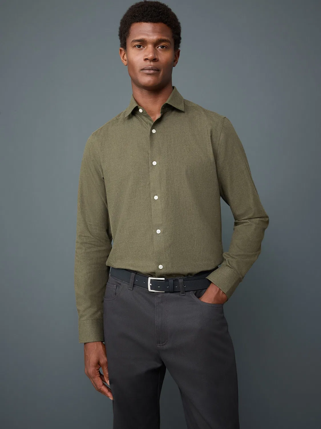 Рубашка с длинным рукавом, Smart, Olive Green Next, оливково-зеленый