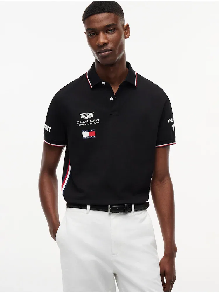 Футболка поло с логотипом Cadillac F1, модель Driver 11 TOMMY HILFIGER, Black