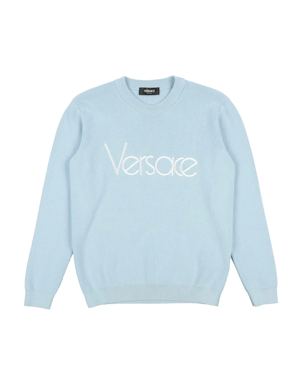 Детский джемпер для девочек с вышитым логотипом Versace Young, светло-синий