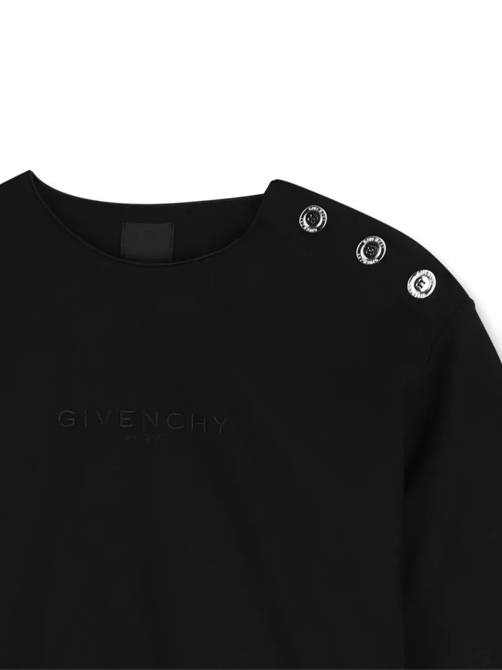 Свитшот с вышивкой логипа и пуговицами Givenchy Kids, черный — фото 3