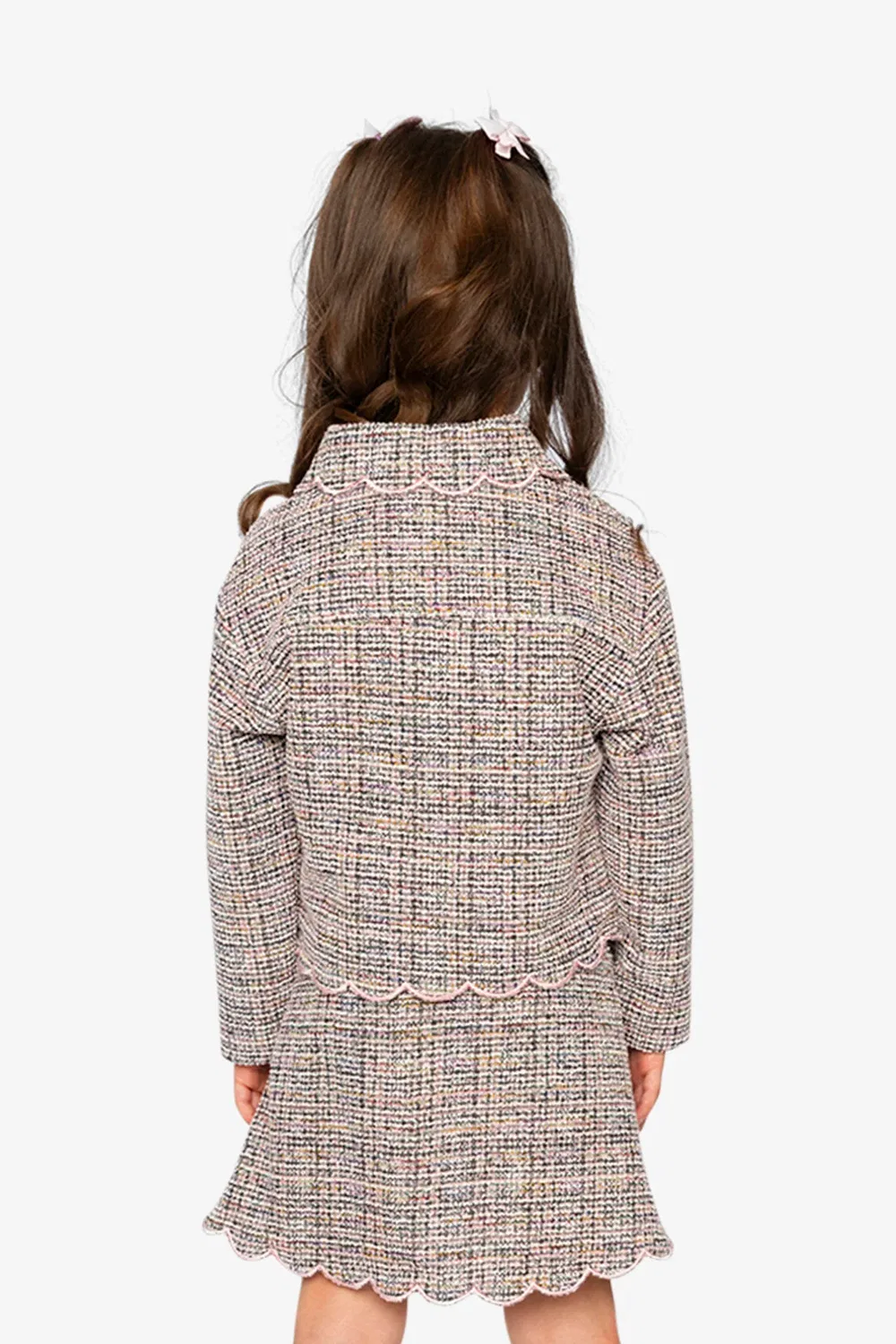 Детская короткая куртка из жаккардового трикотажа Deux par Deux, Pink and Black Knit — фото 4