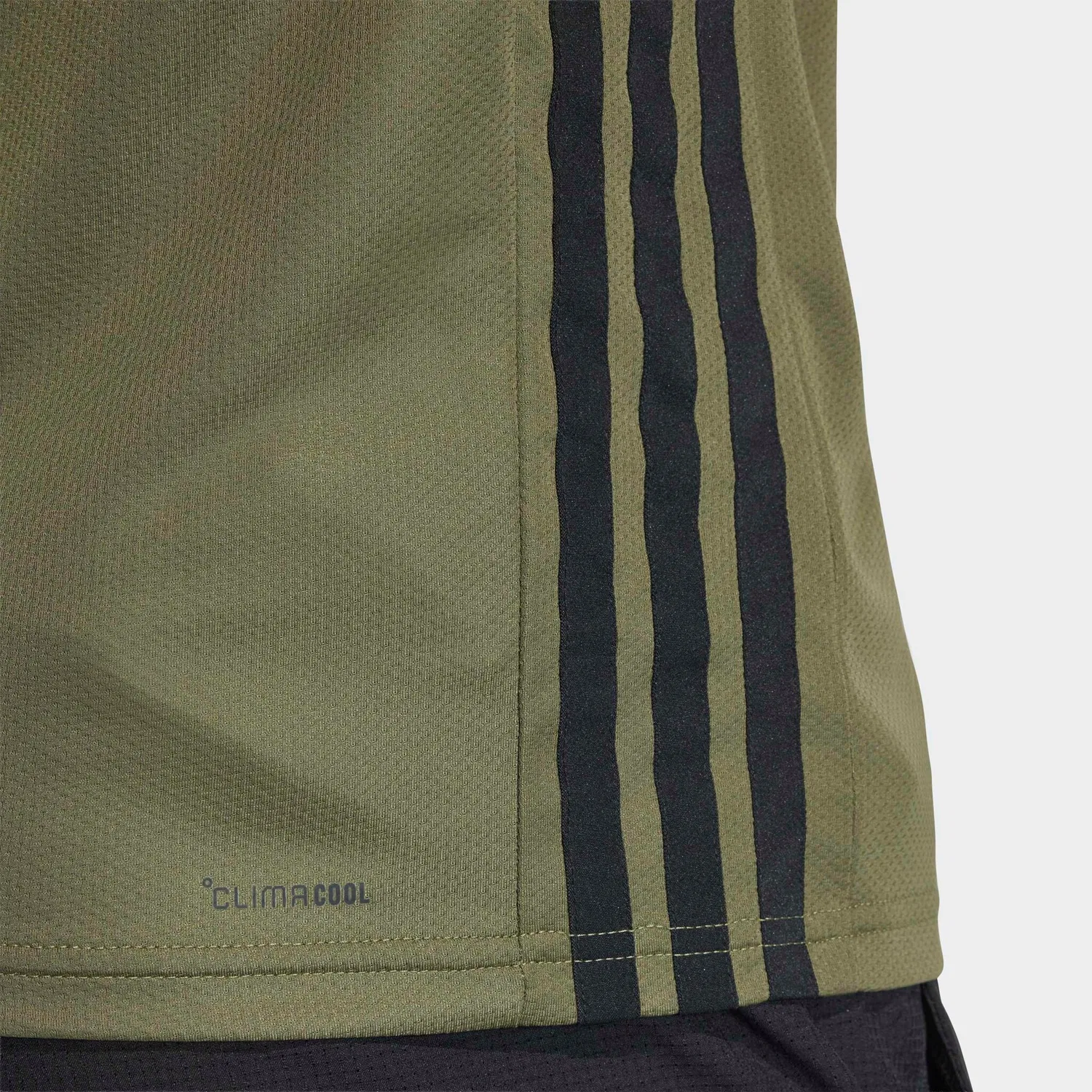 Мужская тренировочная футболка с тремя полосками Adidas Performance, Olive Strata/Black — фото 3