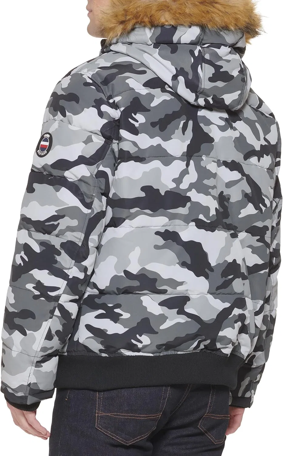 Мужская куртка-бомбер с капюшоном, стеганая, Arctic Cloth, Tommy Hilfiger, серый/камуфляжный — фото 3
