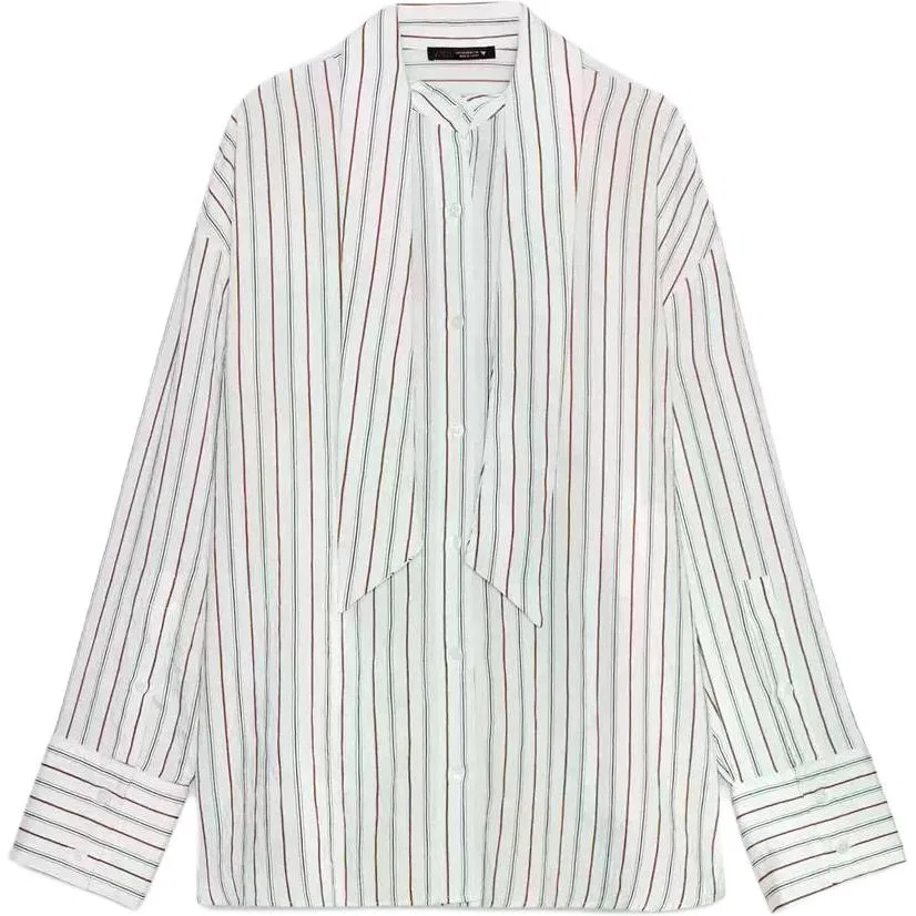 Женская рубашка свободного кроя с круглым вырезом Multicolor ZARA — фото 3