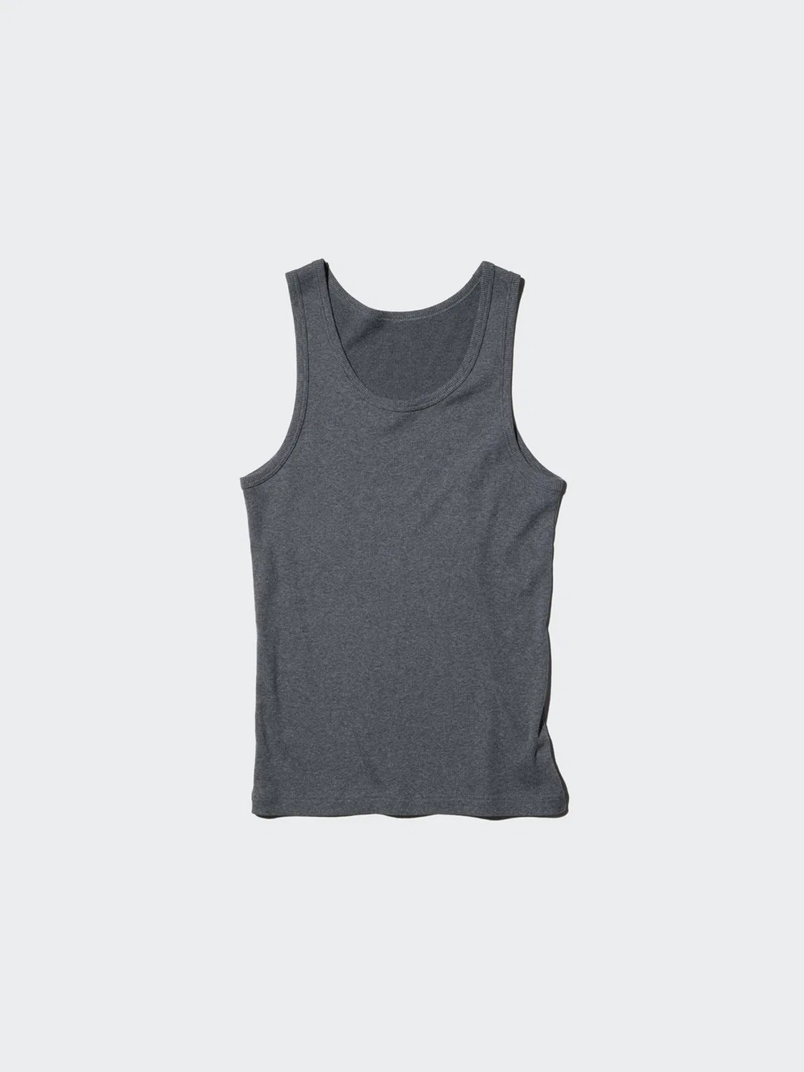 Мужская майка-безрукавка в рубчик Uniqlo, серая — фото 3