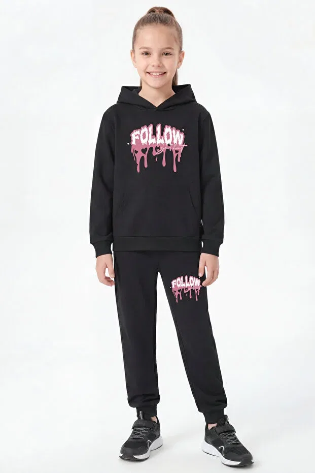 Детский комплект спортивных костюмов для девочек с принтом Panios Kids, Black-Grey-Navy Blue — фото 2