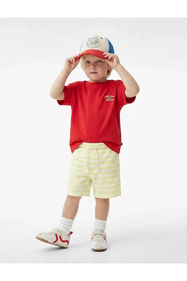 Детская футболка с коротким рукавом с вышивкой Koton, Red