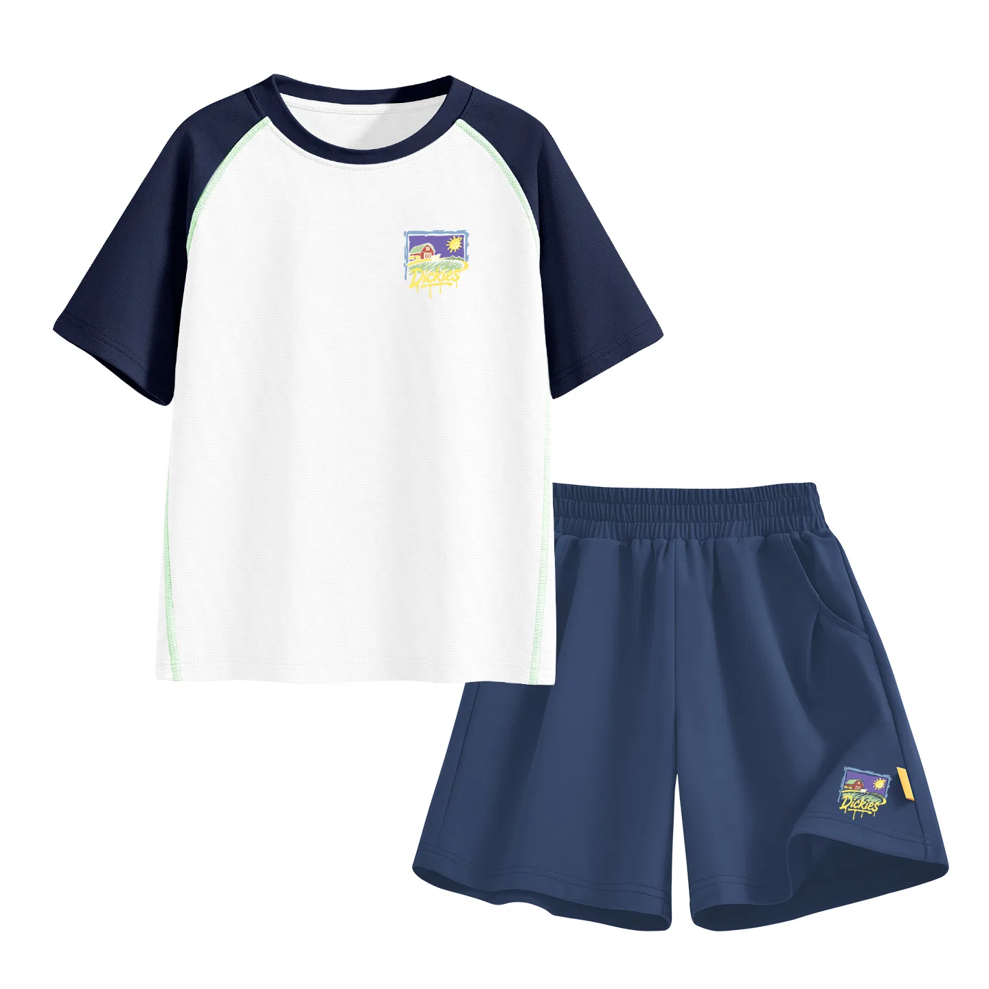 Детский спортивный комплект с принтом Suno Paint K White+Suno Paint K_Bottom Right Deep Sea Blue, Dickies, White/Deep Sea Blue