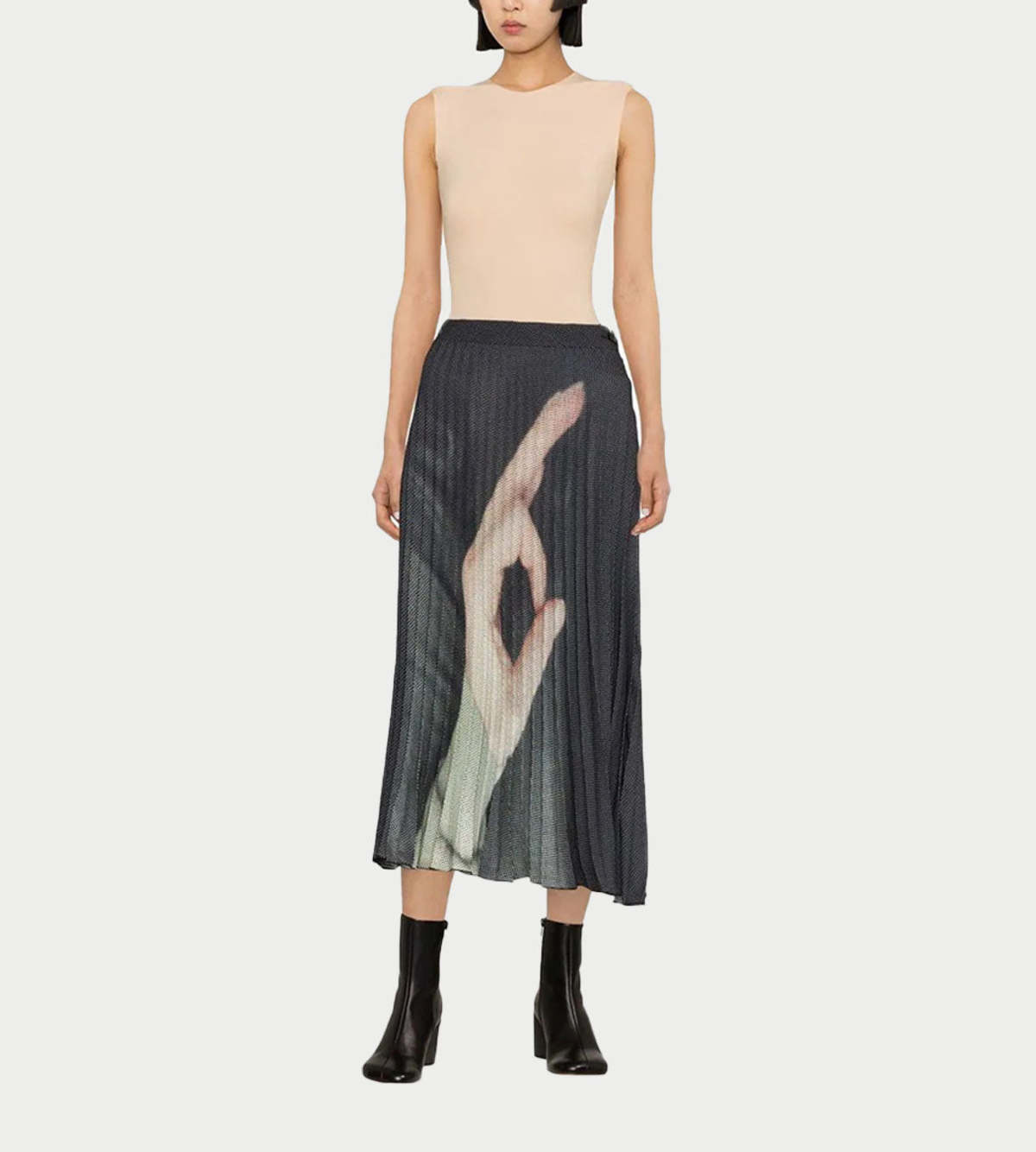 Юбка MM6 Maison Margiela Printed Pleated, черный