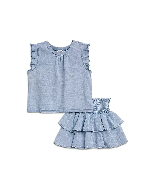 Детский комплект для девочек с принтом Beach Wash Top & Skirt Set Splendid, Indigo Cherry