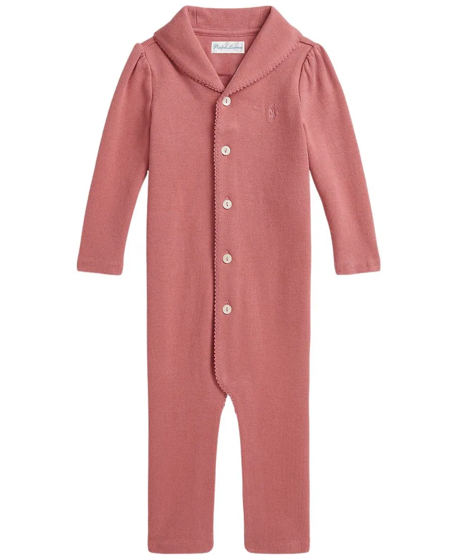 Детский комбинезон-конверт с отложным воротником, с длинным рукавом Polo Ralph Lauren, Canvas Pink
