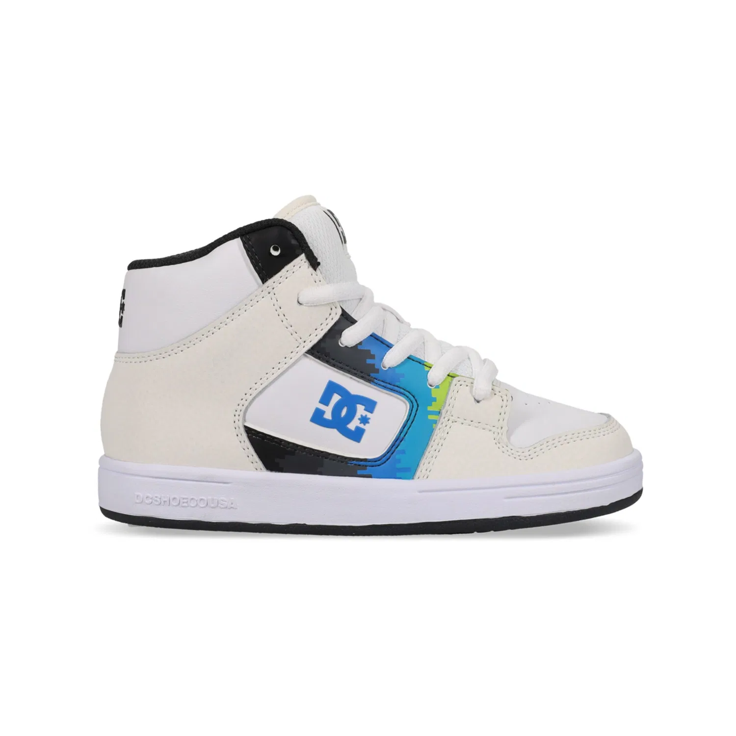 Детские высокие кроссовки с логотипом DC Shoes, Off White/Placid Blue — фото 2