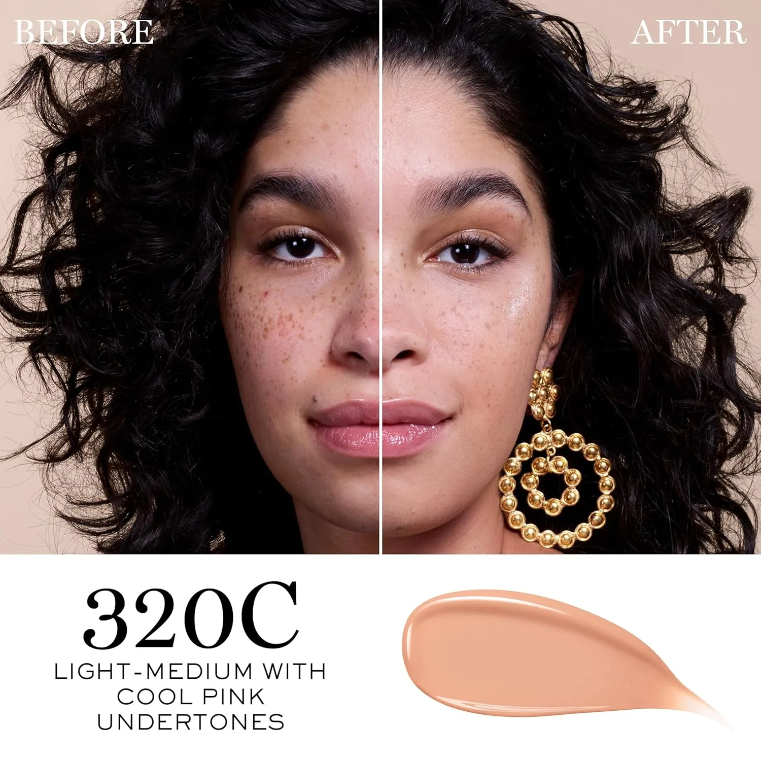Тональный крем Lancôme Teint Idole Ultra Wear Care & Glow Longwear Foundation с SPF 27, увлажняющий, со средней степенью покрытия, которое можно наслаивать, и сияющим финишем., 320C: light-medium with cool pink undertones — фото 2
