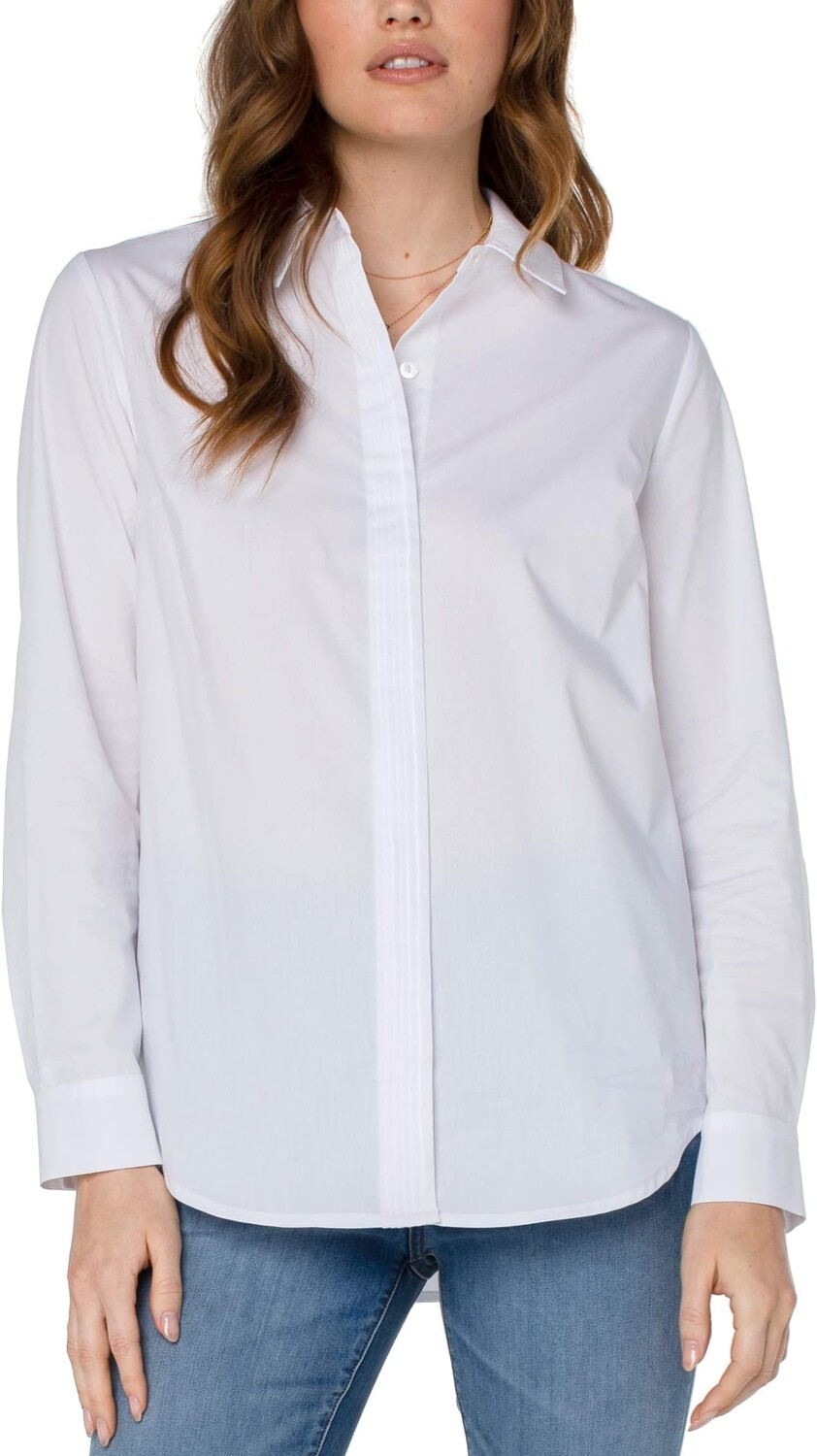 

Рубашка Liverpool Los Angeles Hidden Placket Shirt with Pin Tucks, белый