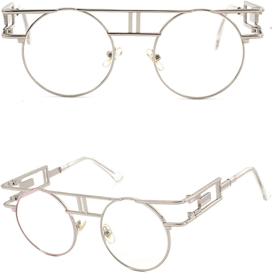 

Солнцезащитные очки в стиле стимпанк, женские ретро-солнцезащитные очки, мужские готические круглые солнцезащитные очки с защитой от УФ-излучения UV400 generic, Silver-clear