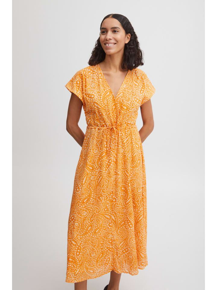 

Короткое платье b.young Blusenkleid BYIMILLA DR - 20812953 Langes Kleid mit Bindeband, желтый