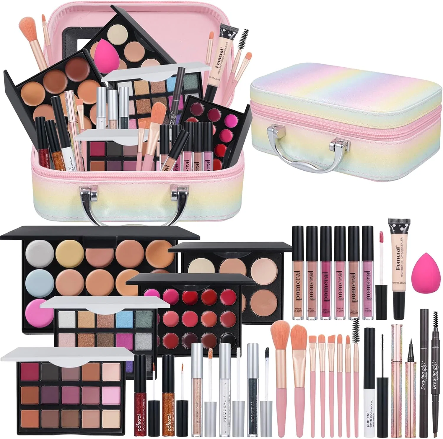 Набор косметики All In One Makeup Kit pomcral 15 цветов теней 15 цветов помады 6 блесков для губ