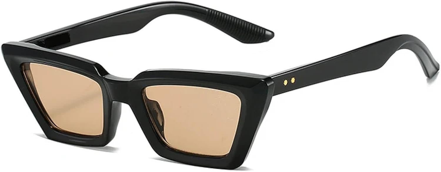 

Ретро маленькие солнцезащитные очки «кошачий глаз» для женщин, модные очки с заклепками, защита от УФ-излучения UV400 для мужчин, фиолетово-оранжевые солнцезащитные очки WNCKSQ, Black Tea