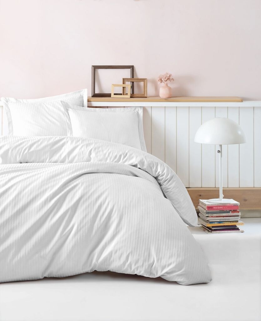 

L'Essentiel Linge de Maison, Stripe — белый, атласный комплект пододеяльников размера Super King Size (FR), белый, 100 % хлопковый сатин, 260 x 220 см