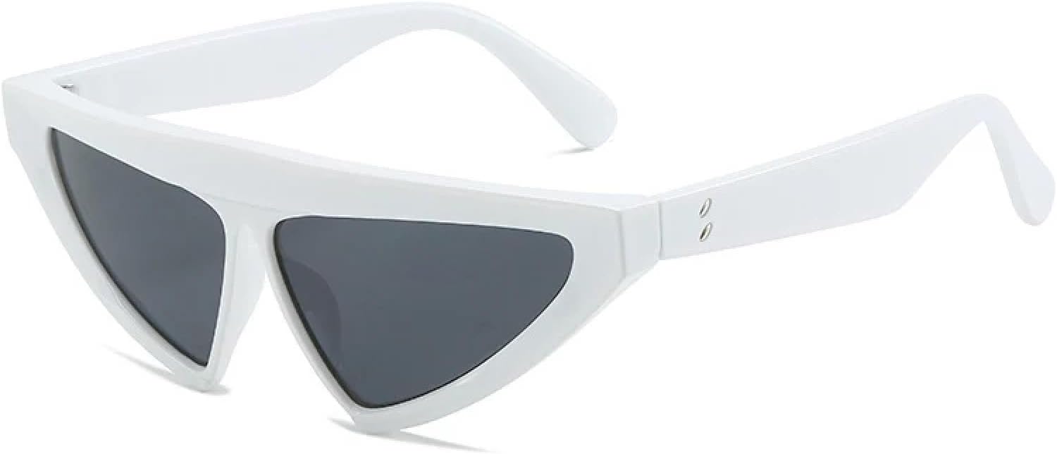 

Винтажные солнцезащитные очки «кошачий глаз» треугольной формы для женщин, модные розовые очки-желе, защита от УФ-излучения UV400, мужские солнцезащитные очки с заклепками WNCKSQ, White Grey