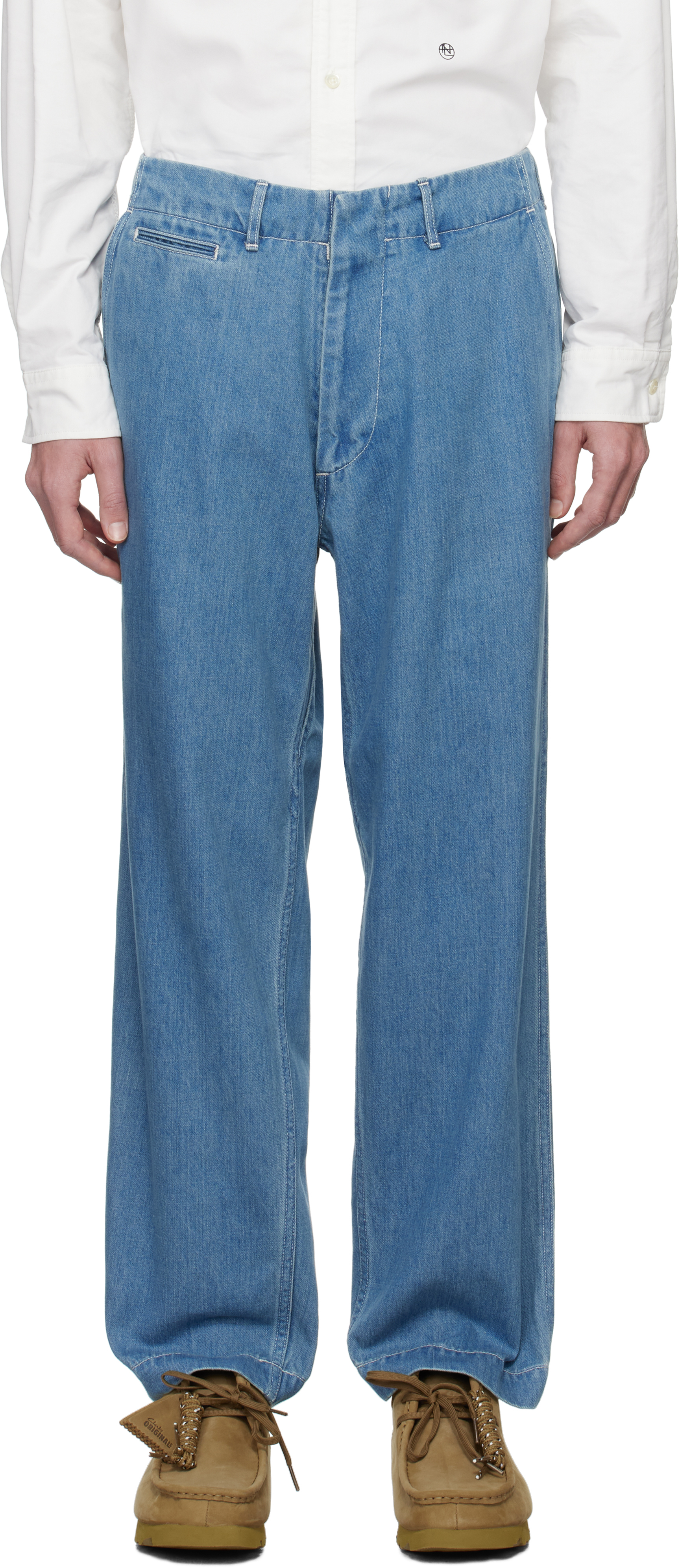 

Синие широкие джинсы nanamica, Indigo bleach