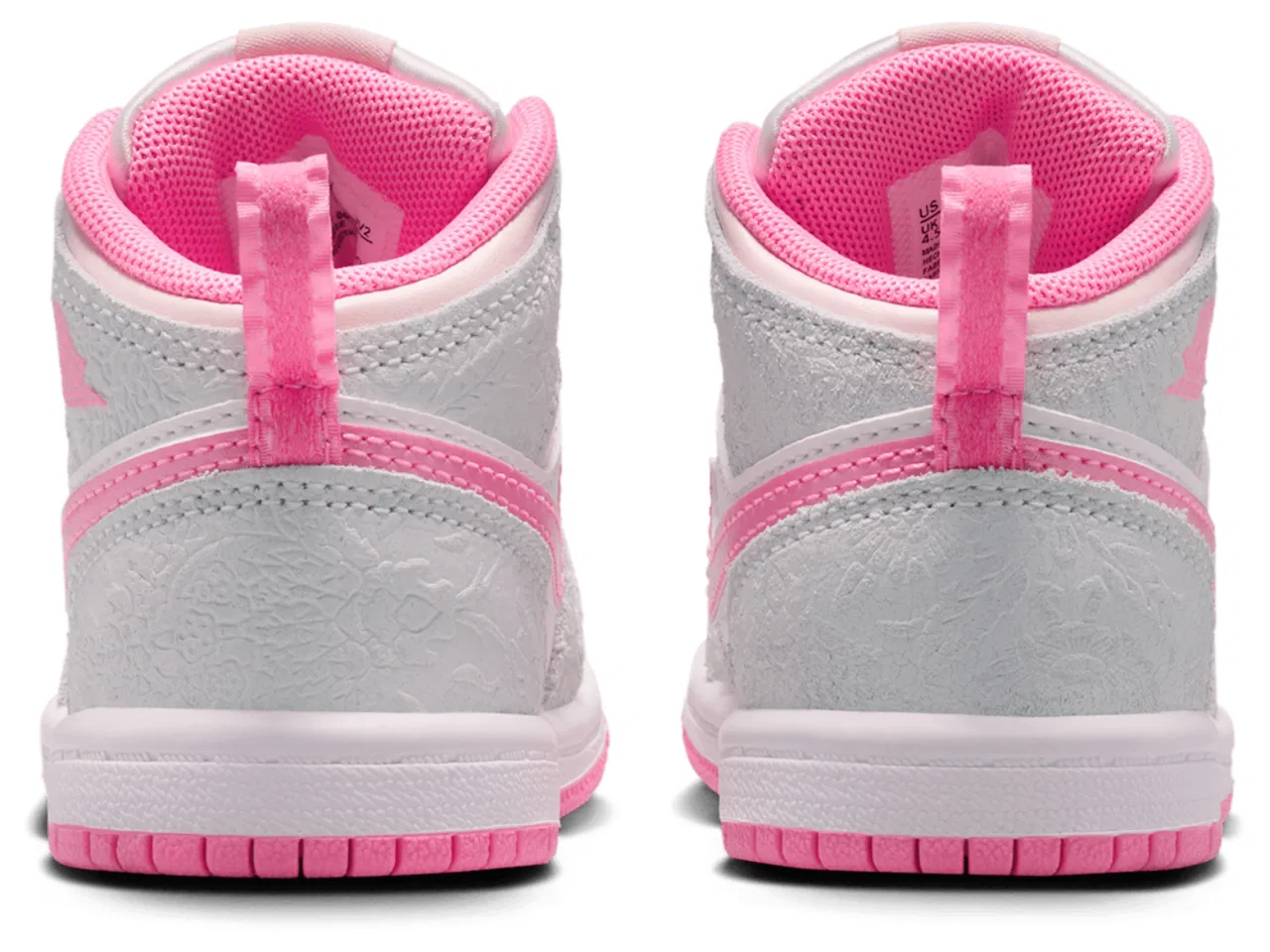 Кроссовки для девочек Jordan 1 Mid SE, цвет Vast Grey/Pink Glow/Sail — фото 3