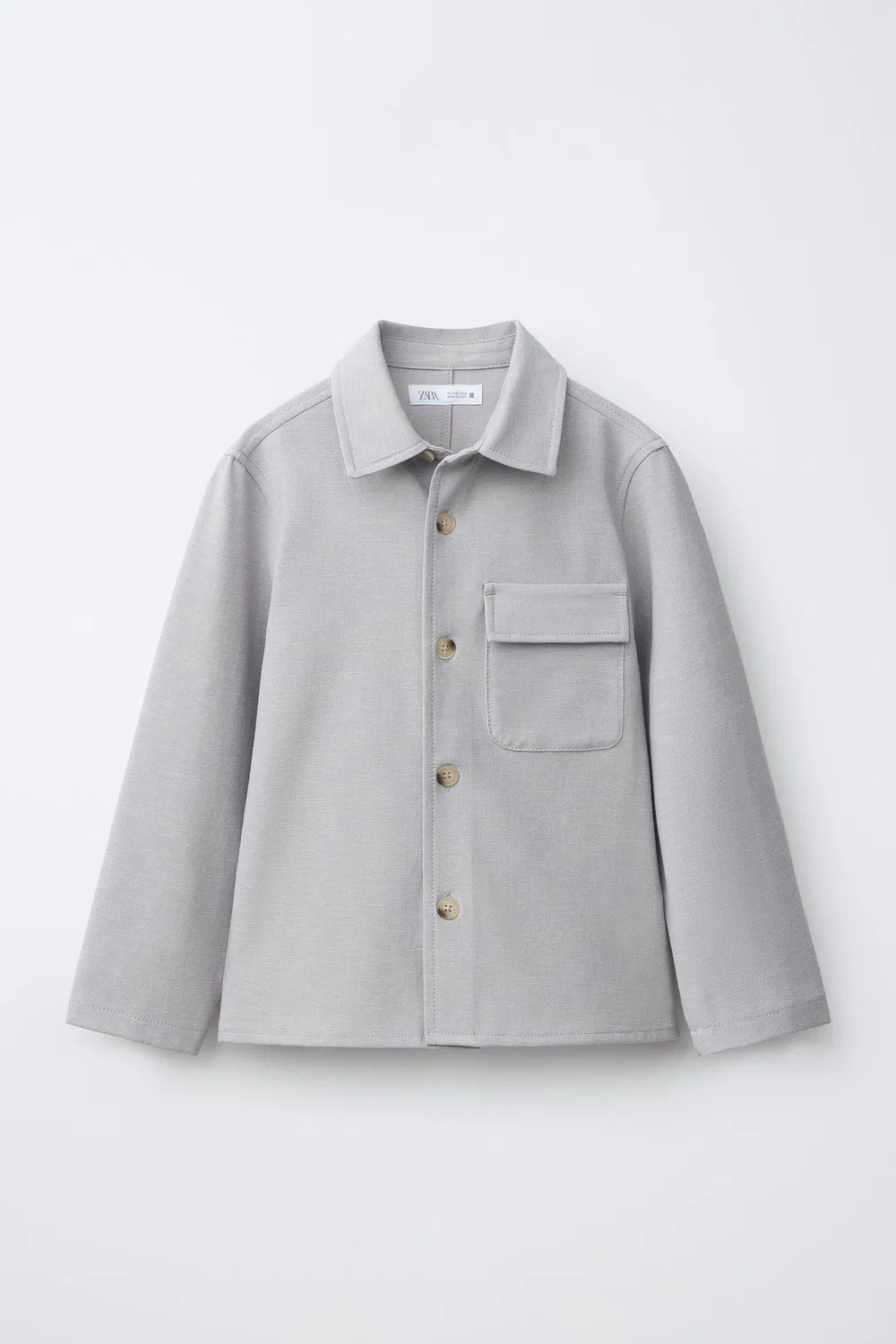 Рубашка-куртка с карманом ZARA, Pearl grey