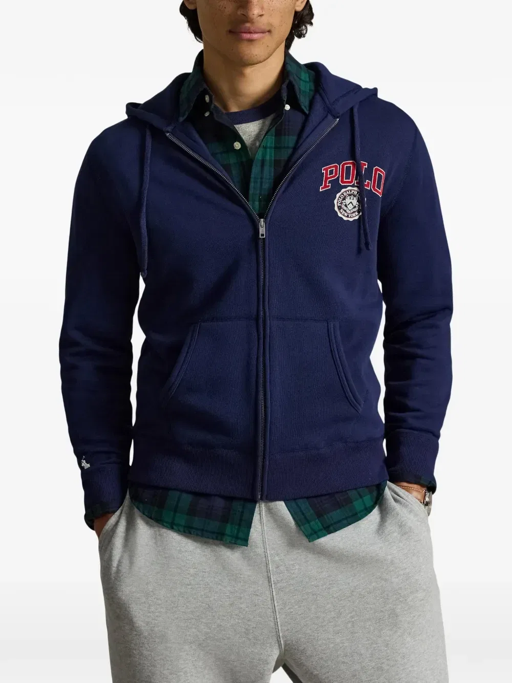 Худи на молнии с вышитым логотипом Polo Ralph Lauren, синий — фото 3