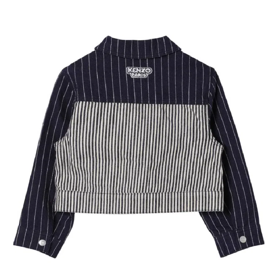 Детская джинсовая куртка с полосатым принтом Kids Striped Cotton Denim Jacket Kenzo, Blue — фото 2