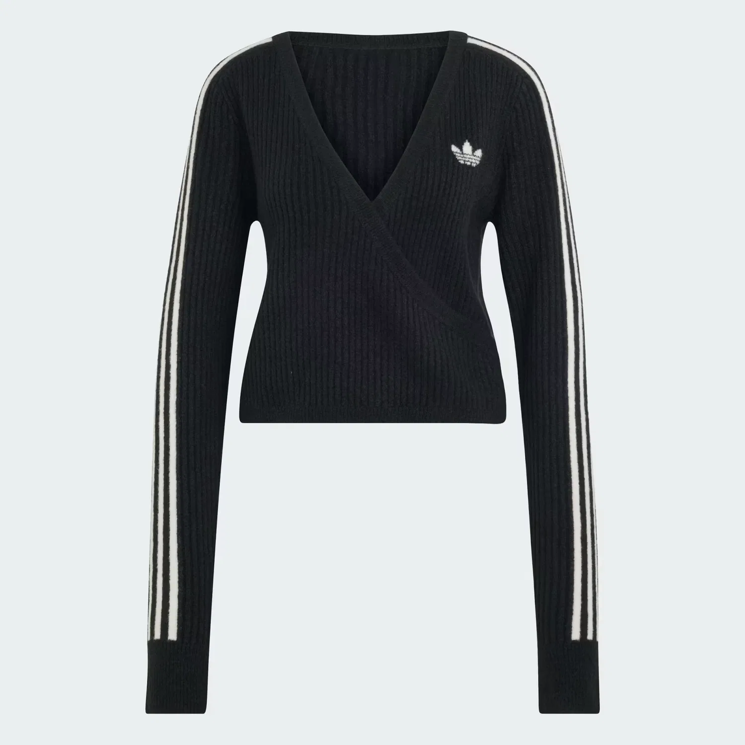Женский вязаный кардиган свободного кроя с запа́хом Jennie Adidas Originals, черный — фото 3