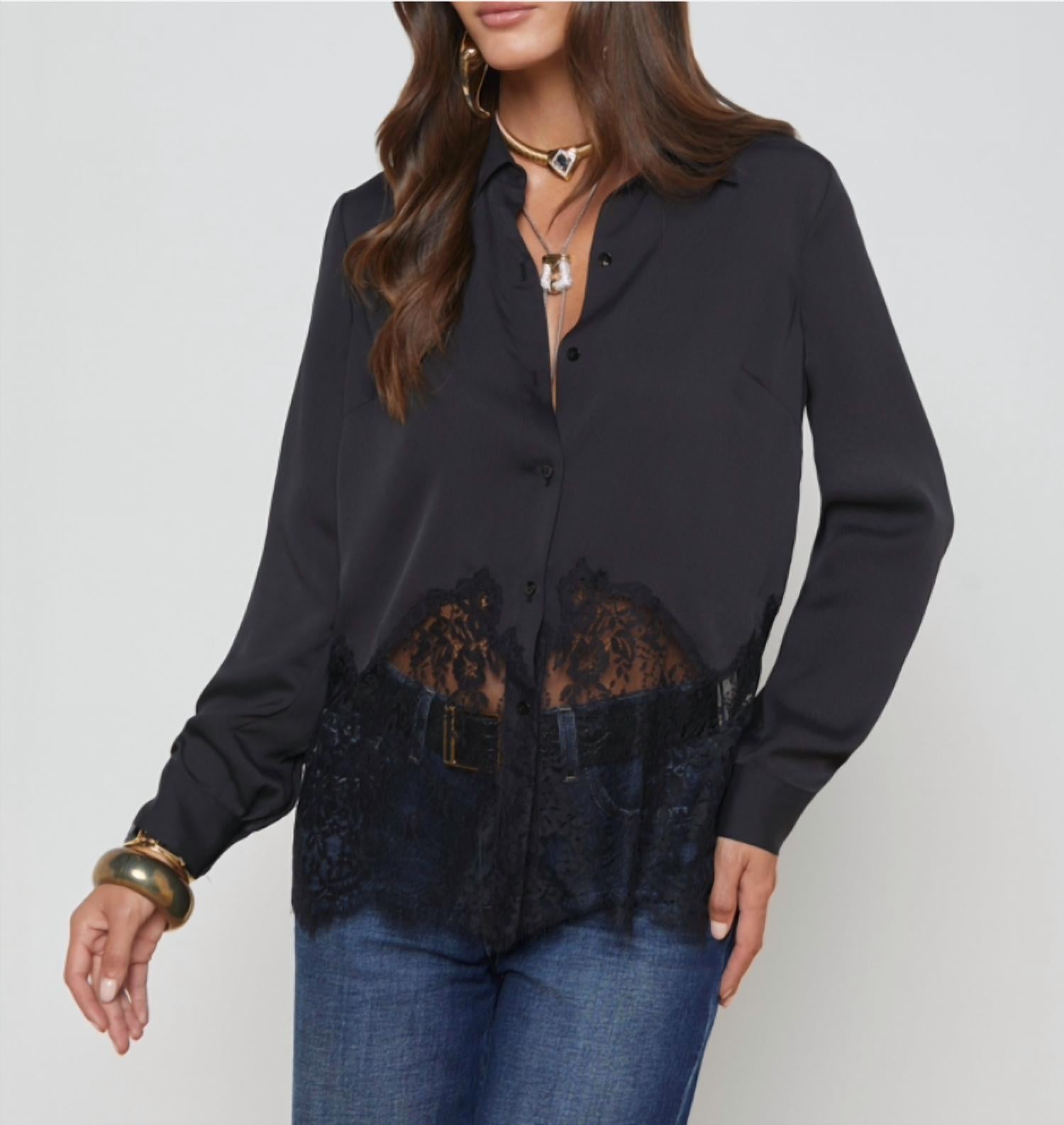 

Adalee кружевной топ в черном цвете L'Agence