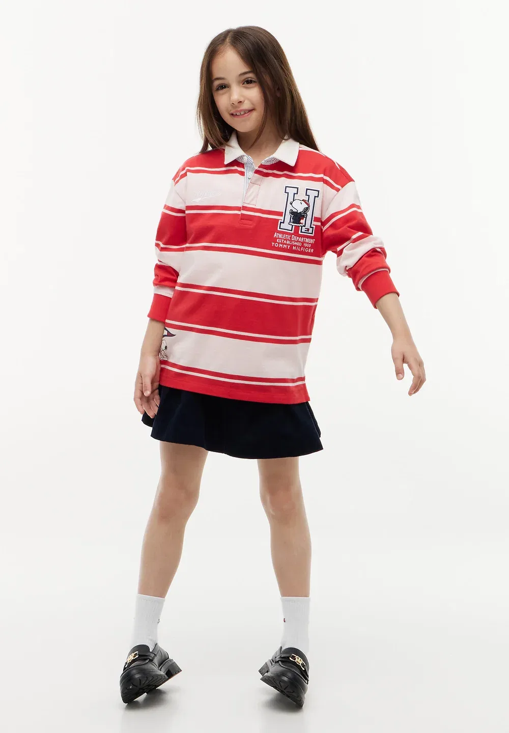 Футболка-Поло Peanuts для регби, унисекс - поло-рубашка Tommy Hilfiger, Red Glare Whimsey Pink Stripes — фото 2