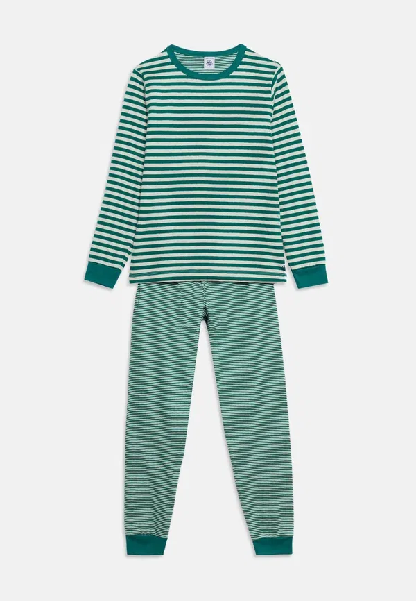 Пижама полосатая Pizamos komplektas Petit Bateau, evergreen/montelimar, зеленый